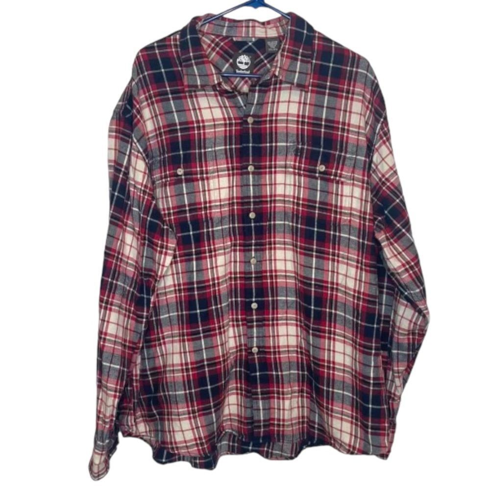 Timberland 2X red white and blue button down flannel